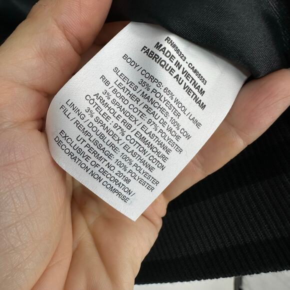 Nike Sportswear Oversized Wool Leather Destroyer Jacket Womens XL FN3672 Black - Picture 9 of 14